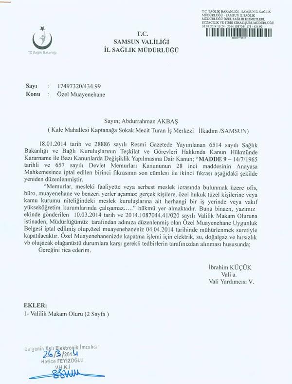 Atatürk Posteri Asan Dr. Abdurrahman Akbaş’ın Muayenehanesini Kapattılar