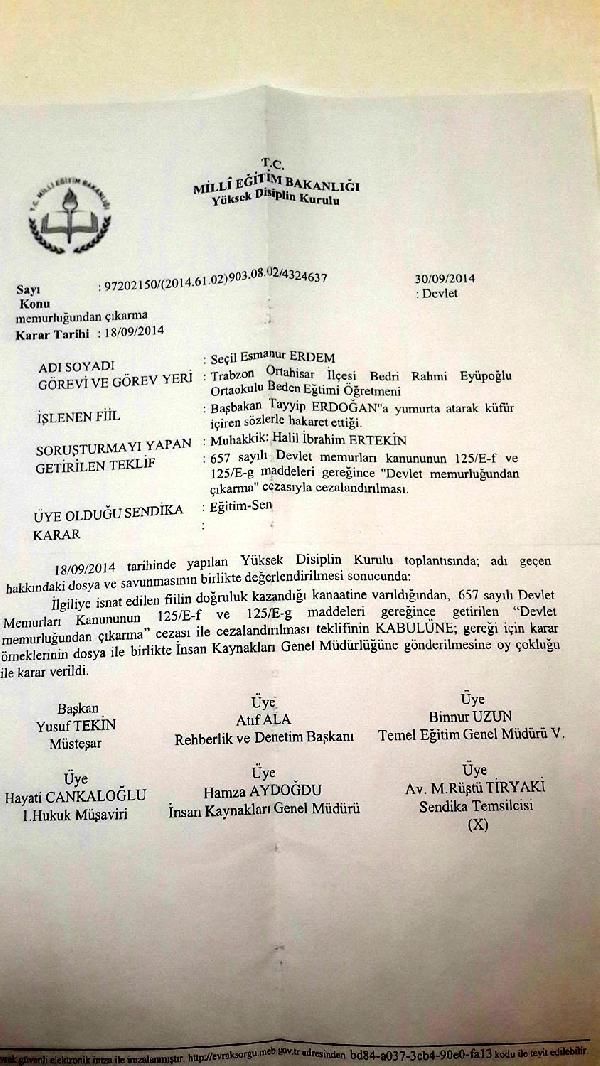17 yıllık öğretmen meslekten ihraç edildi