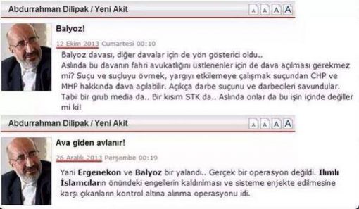 Abdurrahman Dilipak: Yani Ergenekon ve Balyoz bir yalandı.. Gerçek bir operasyon değildi.