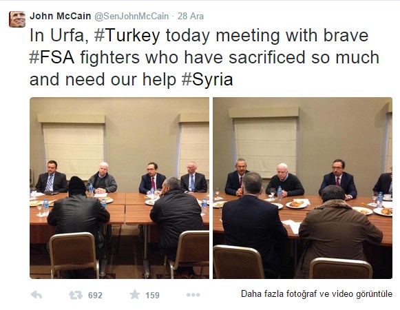 ABD'li Senatör John McCain, Özgür Suriye Ordusu (ÖSO) militanlarıyla bir araya geldi.