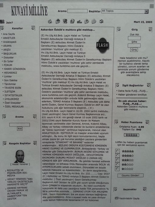 Askerden Özkök'e muhtıra gibi mektup.