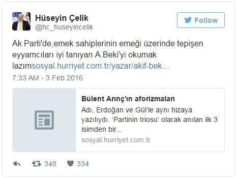 Bugün de ortak hareket ettiler! Arınç'a destek veren 3 isim aynı köşe yazısını paylaştı
