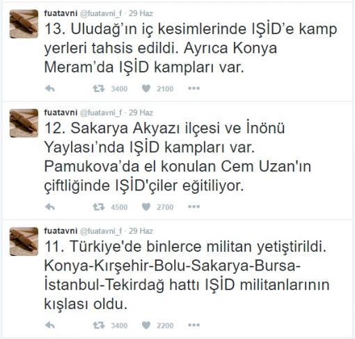 Fuat Avni'den IŞİD twitleri