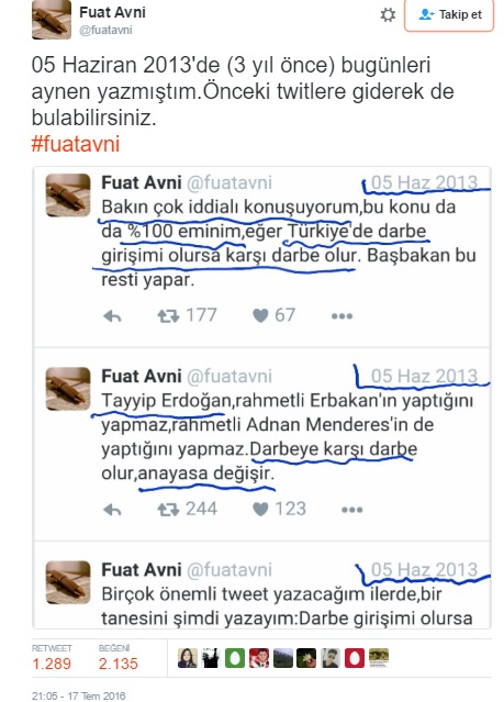 "Fuat Avni darbeyi 3 yıl önce yazdı"