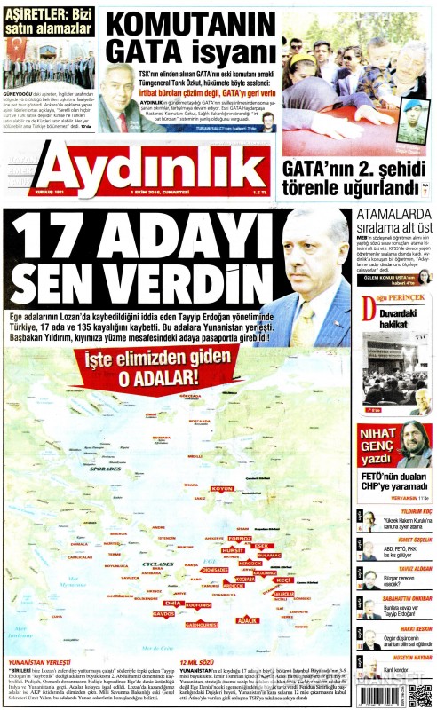 Erdoğan yönetiminde, Türkiye 17 ada ve 135 kayalığı kaybetti