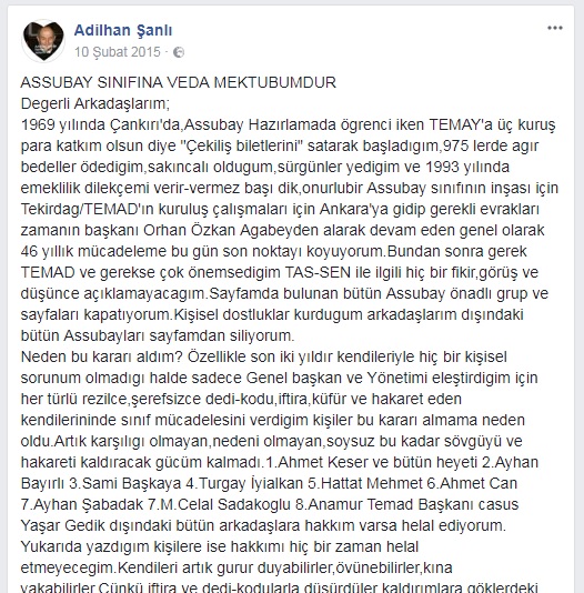 ASSUBAY SINIFINA VEDA MEKTUBUMDUR