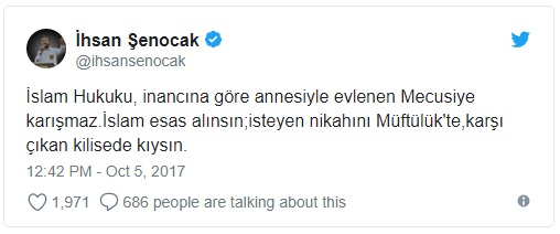 Gerici Şenocak ensest ilişkiyi savundu