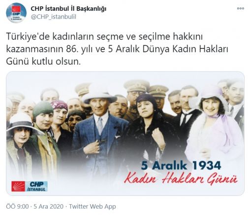 Cengiz Özakıncı, 5 Aralık “Türk Kadının Seçme Seçilme Hakkı”nın 2011’den sonra “Dünya Kadın Hakları Günü” adı altında kutlanıldığına dikkat çekti