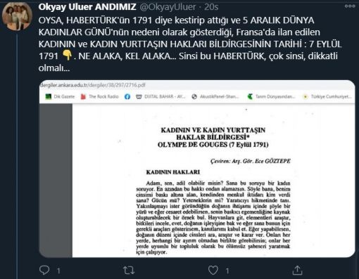 Cengiz Özakıncı, 5 Aralık “Türk Kadının Seçme Seçilme Hakkı”nın 2011’den sonra “Dünya Kadın Hakları Günü” adı altında kutlanıldığına dikkat çekti