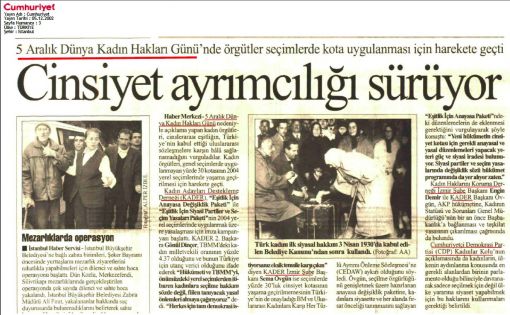 Cengiz Özakıncı, 5 Aralık “Türk Kadının Seçme Seçilme Hakkı”nın 2011’den sonra “Dünya Kadın Hakları Günü” adı altında kutlanıldığına dikkat çekti