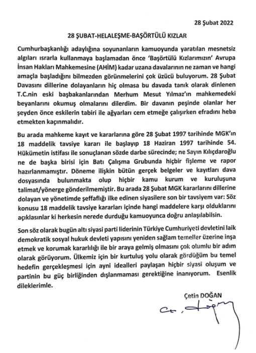 Dış Tehditlerin Tespiti ve Alınacak Önlemlerin Bakanlar Kuruluna Sunuluşu - 28 Şubat 1997