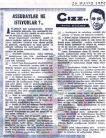 Kemal BİSALMAN: ASSUBAYLAR NE İSTİYORLAR?.. 26 Mayıs 1970